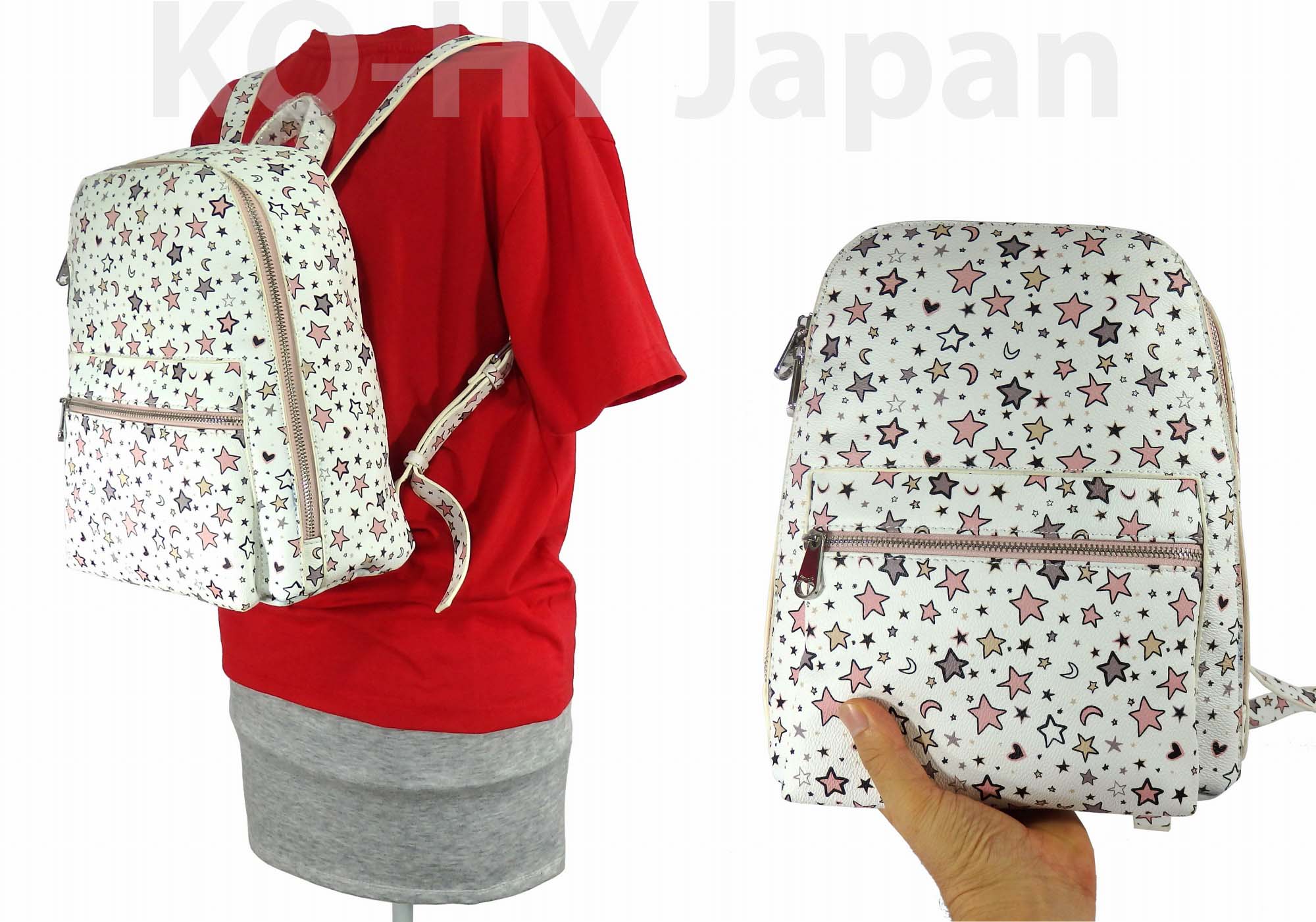 [HCM]Balo thời trang PARFOIS Star pattern backpack-white
