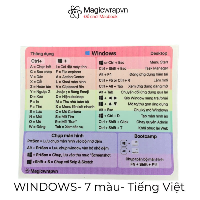 Miếng dán phím tắt laptop Windows không dính keo | Magicwrapvn |