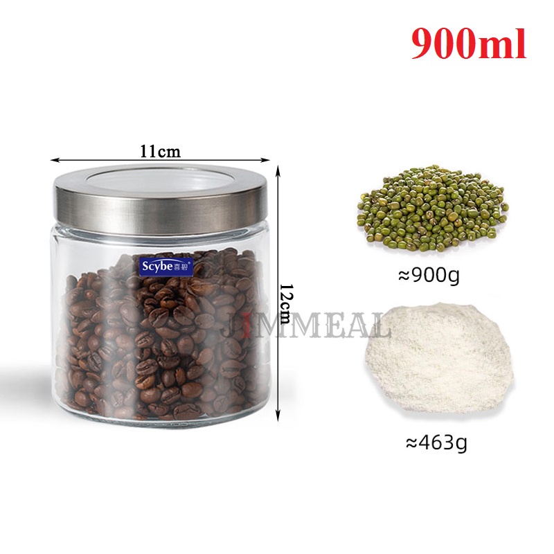 Lọ thủy tinh nắp vặn, hũ thủy tinh nắp inox vặn xoáy scybe đựng gia vị, thực phẩm 500 900 1250 1600 2100ml