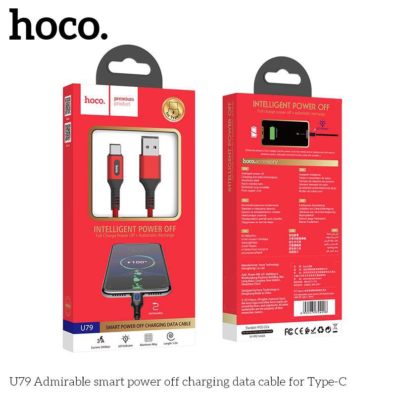 Cáp sạc  Hoco U79 chân Type C/Lightning - 1.2M