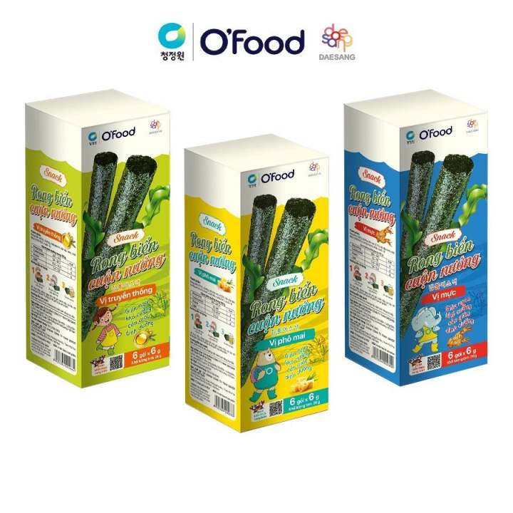 Hộp 6 gói snack rong cuộn nướng giòn 6g O'food - Hình ảnh 6