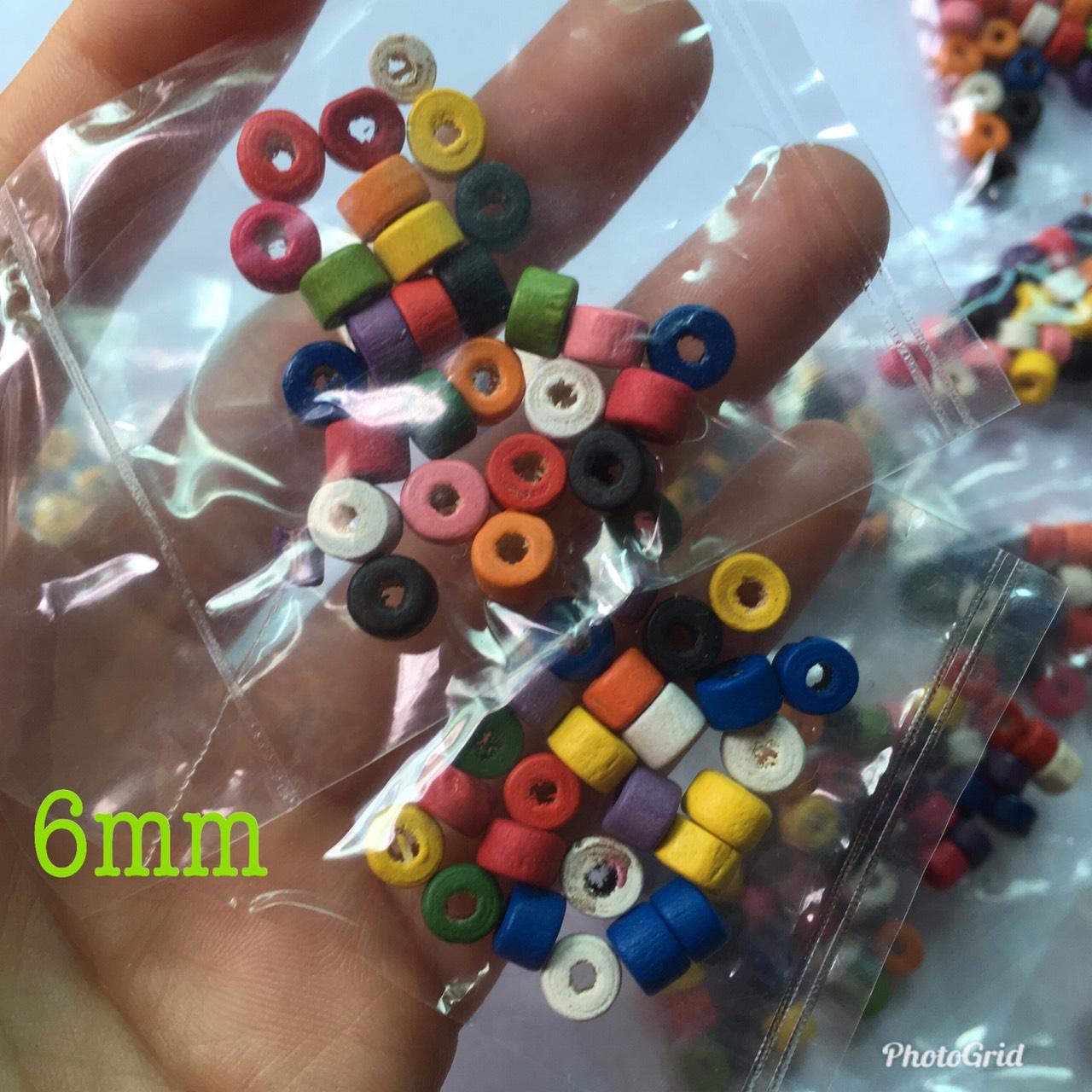 Hạt gỗ tròn dẹt 5-6 mm nhiều màu, chọn mẫu