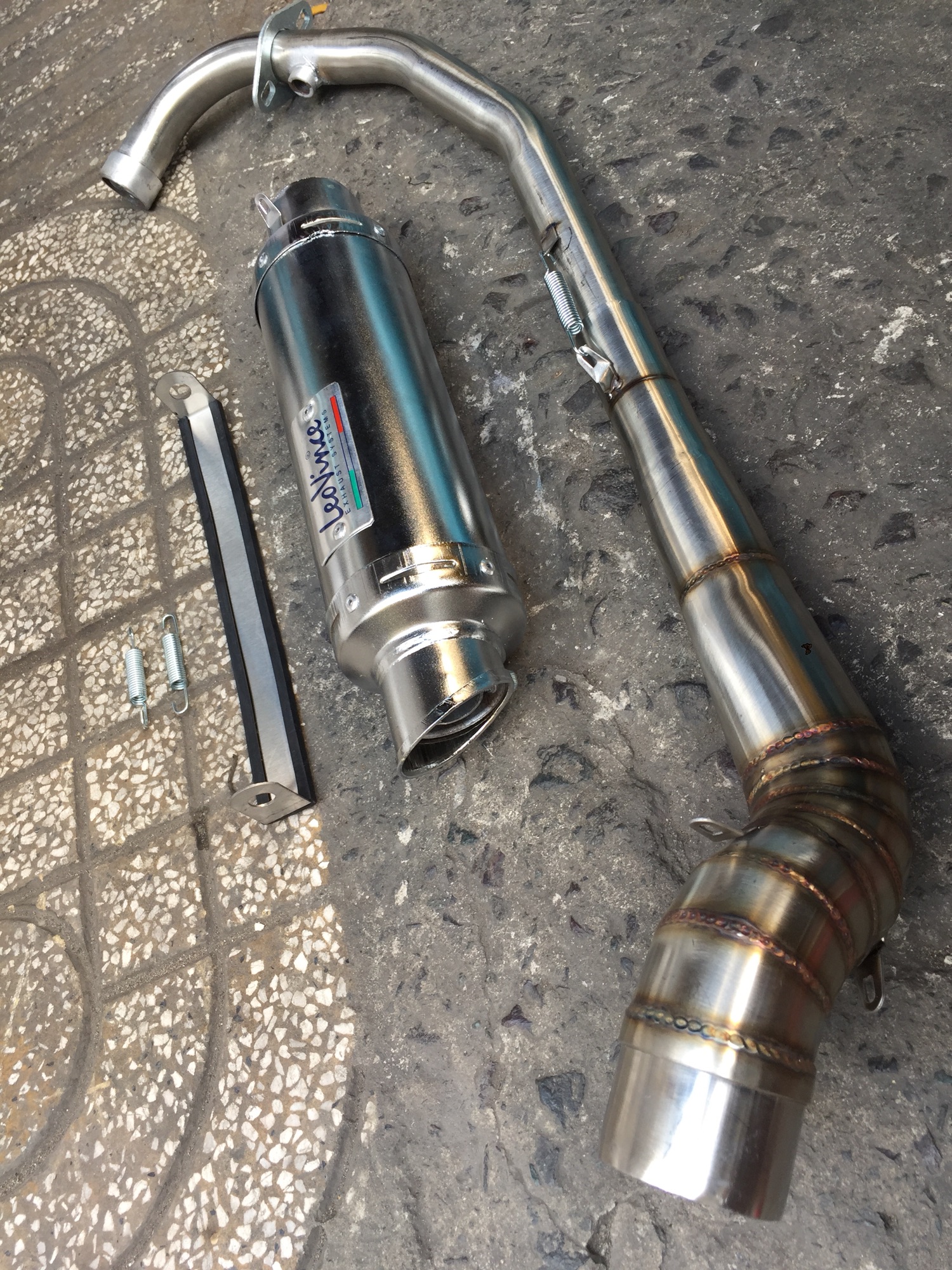 Combo Leovince Bạc + Cổ 2 Khúc Satria Sonic Ex150 Wave Sirus Các Loại