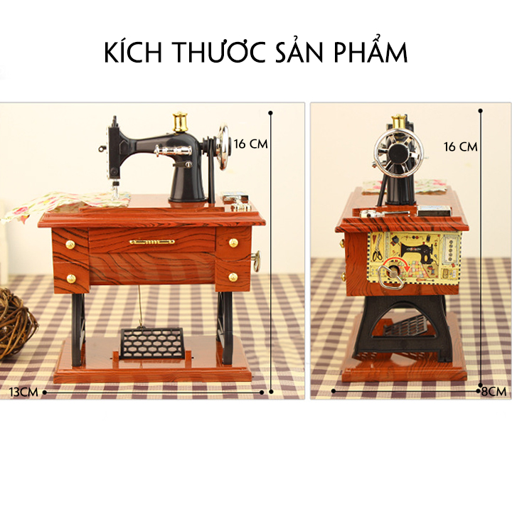 Máy phát nhạc hình máy may, máy nghe nhạc dây cót
