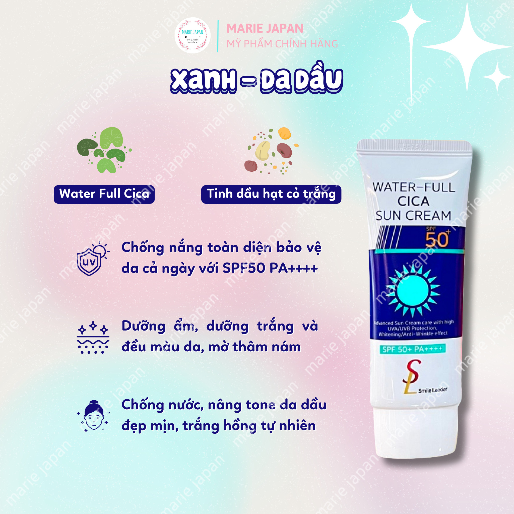 Kem Chống Nắng Nâng Tông Smile Leader Sun Cream SPF50 Tuýp 60ml