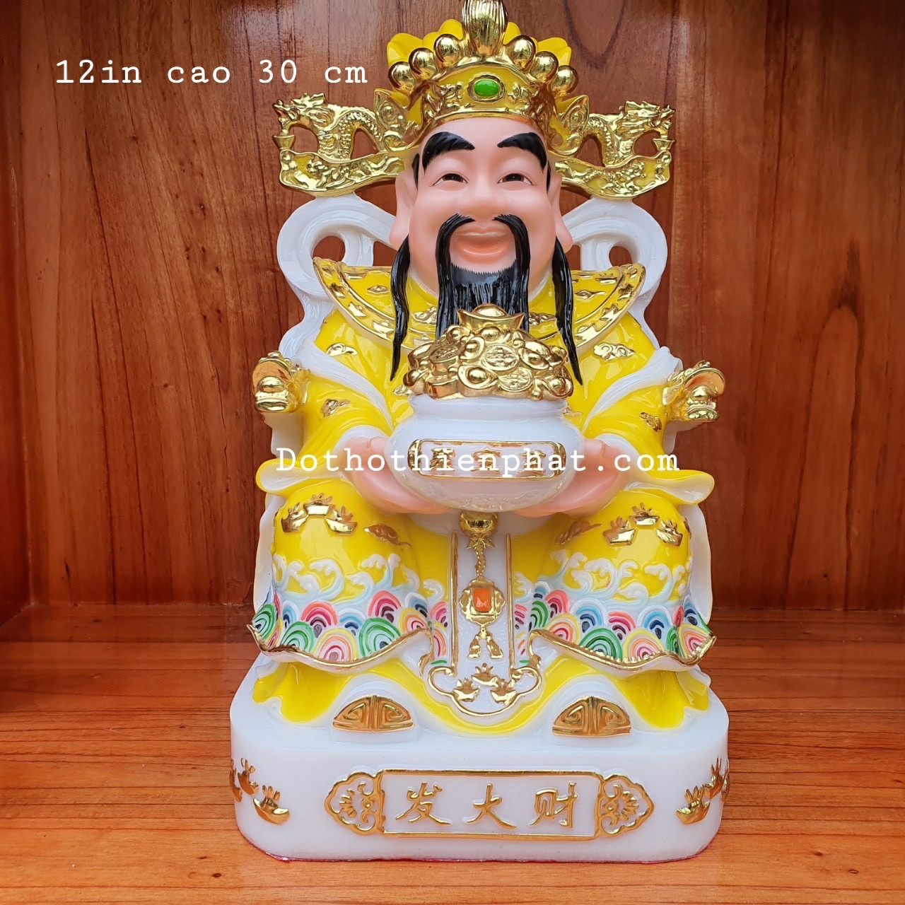Tượng ông thần tiền thần phát 12in cao 30 cm màu vàng