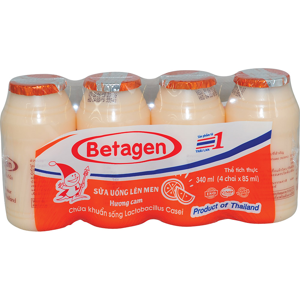 Sữa Chua Betagen Lên Men Hương Cam 85ml x 4 Chai