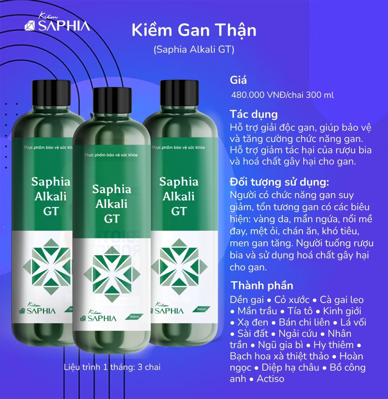 Kiềm Gan Thận Saphia Alkali GT chai 300ml