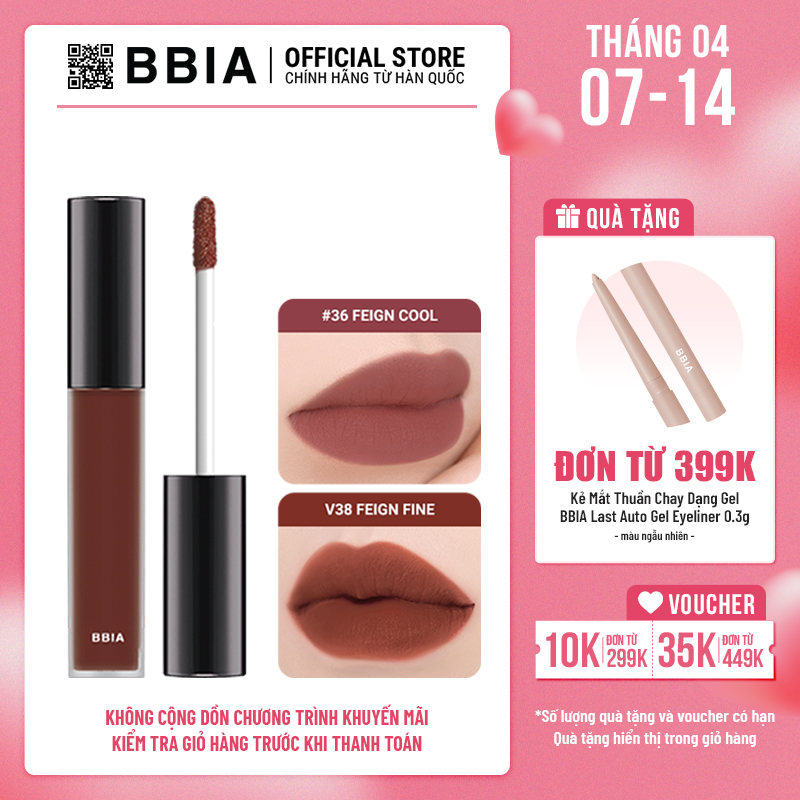 [Version 8] Son kem lì bền màu, mịn như nhung BBIA Last Velvet Lip Tint 5g