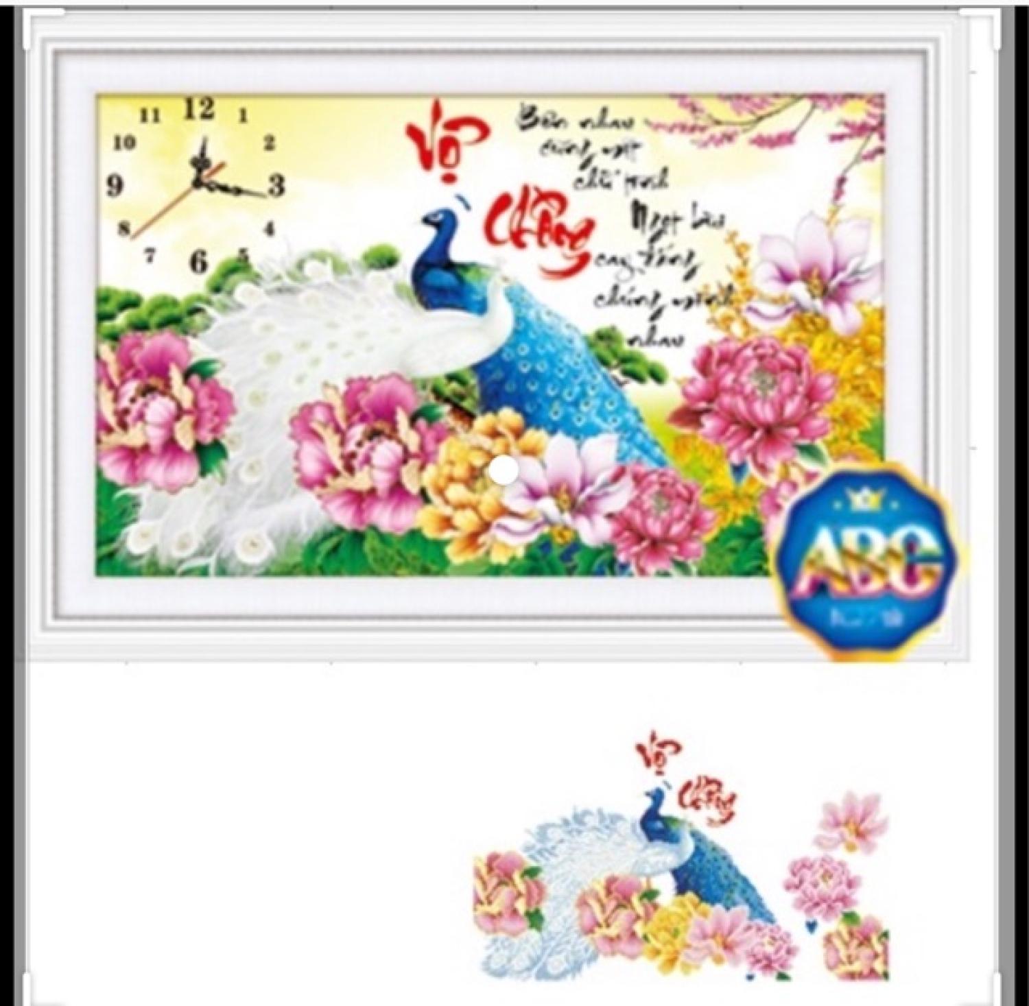 Tranh đính đá đồng hồ Vợ chồng