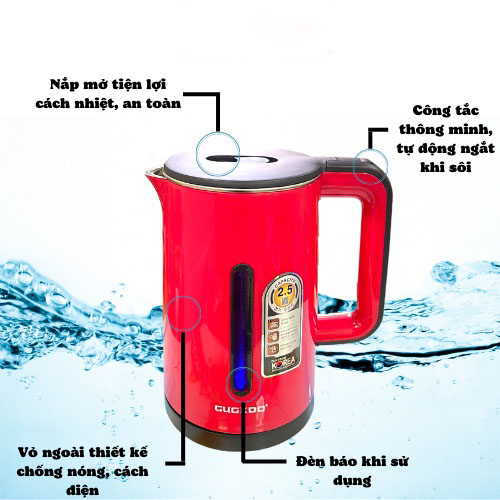 bình đun siêu tốc,âm nước siêu tốc,ấm siêu tốc,ấm đun siêu tốc,bình đun nước siêu tốc . CUCKOO ST19 2.5 lít công suất lớn 1500W , lõi inox 304 , vỏ 2 lớp chống bỏng có đèn báo thiết kế siêu đẹp