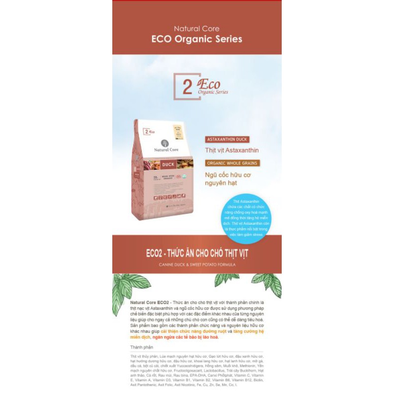 (:1kg:)THỨC ĂN HỮU CƠ NATURAL CORE CHO CHÓ THỊT VỊT