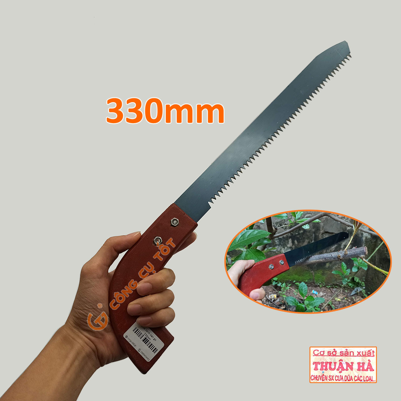Cưa cắt cành cây cán gỗ lưỡi thép xanh Thuận Hà