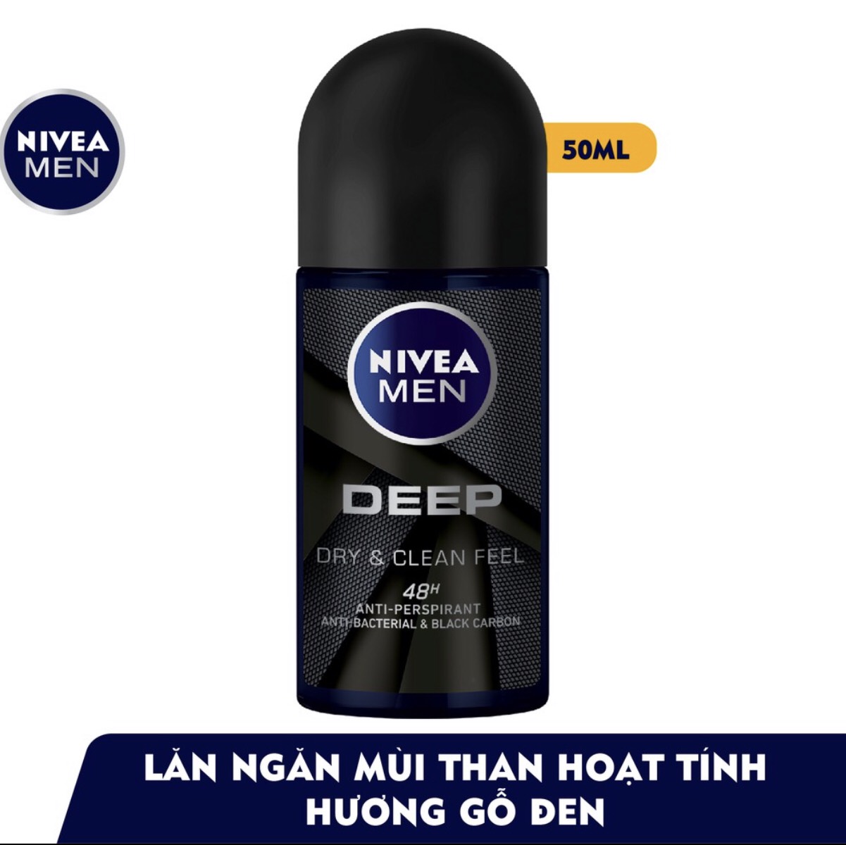 Lăn Ngăn Mùi NIVEA MEN DEEP Than Đen Hoạt Tính 50ml