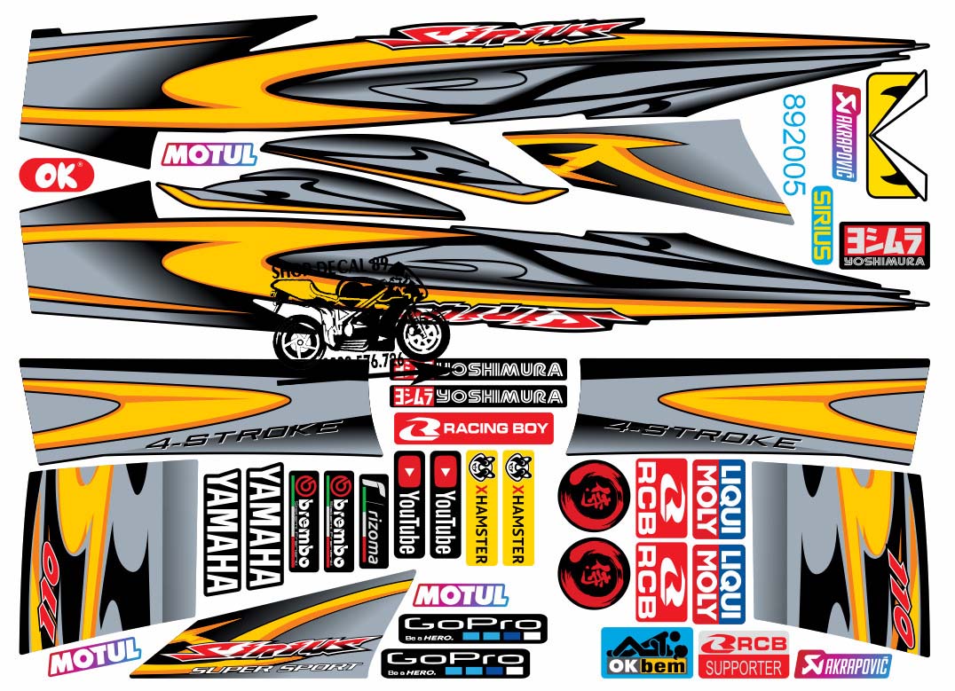 Tem Rời 3 Lớp SIRIUS XÁM VÀNG ĐEN MS 892005 - Dán Cho Sirius Xăng Cơ