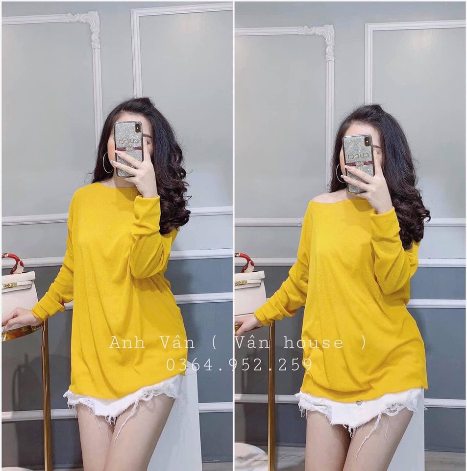 (MỚI) ÁO LEN GIẤY LỆCH VAI NỮ CỰC ĐẸP, MINHQUANG2017