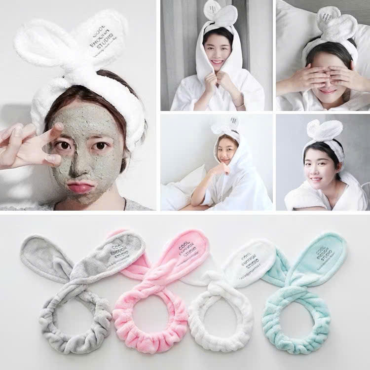 Băng đô tai thỏ giữ tóc mái tóc con khi rửa mặt dễ thương