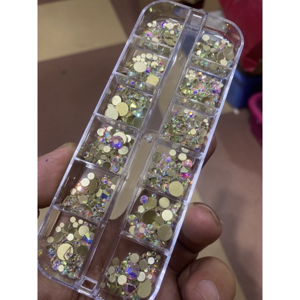 Khay đá Tiệp bảy màu,đá xà cừ mix size gắn móng trang trí
