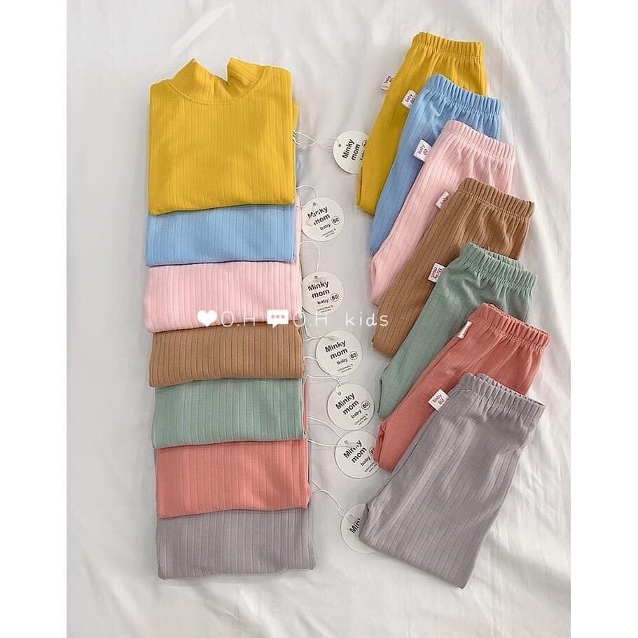 Bộ len gân MINKY MOM cổ 3cm cho bé
