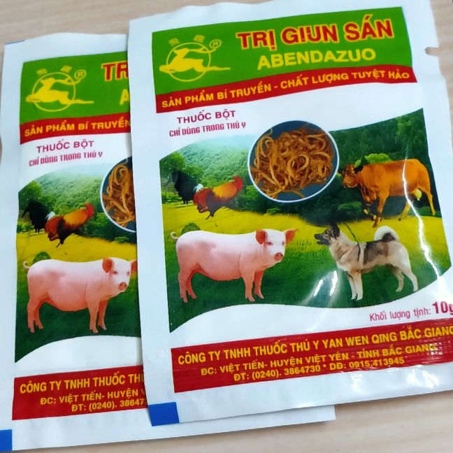 tẩy giun sán,nội ngoại ký sinh các loại gia cầm gia súc 2 gói 10gr