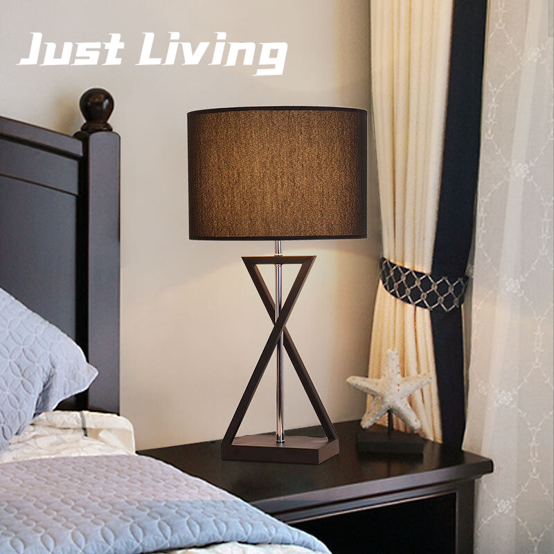 JustLiving American Style Creative Table Lamp Bedroom Bedside Lamp Modern Simple Fashion Living Room Study Personality Iron Night Light 58x30cm