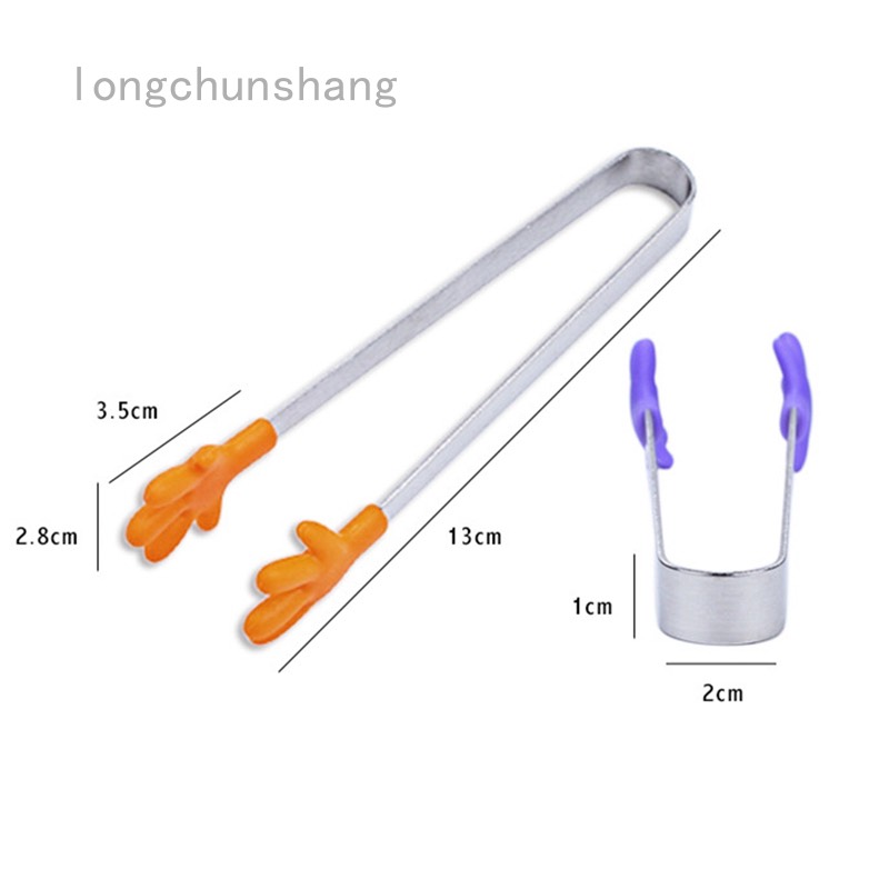 Kẹp gắp thức ăn cho bé bọc silicon an toàn,dễ gắp