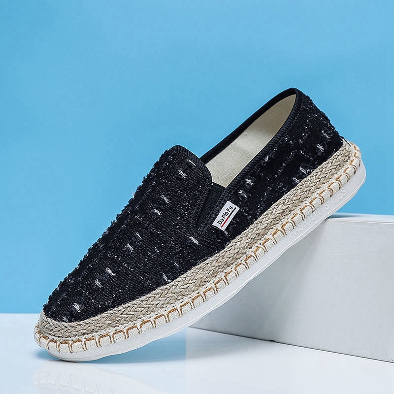 Slip on nam Giày lười vải mẫu mới 2022 - Chất liệu vải bò 2 màu đen và xanh dương - Mã 895