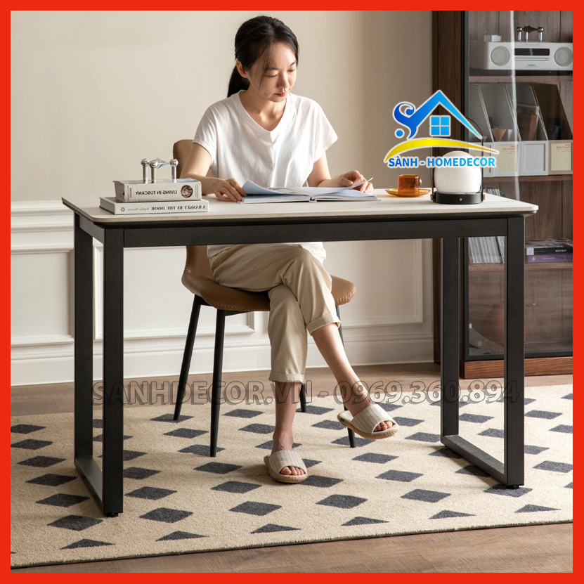 Bàn làm việc, bàn học, bàn chữ U 1m2, bàn chữ U khung sắt hộp to sơn tĩnh điện chống gỉ, bàn học sinh chân U gỗ An Cường cao cấp U001 - SÀNH HOME DECOR