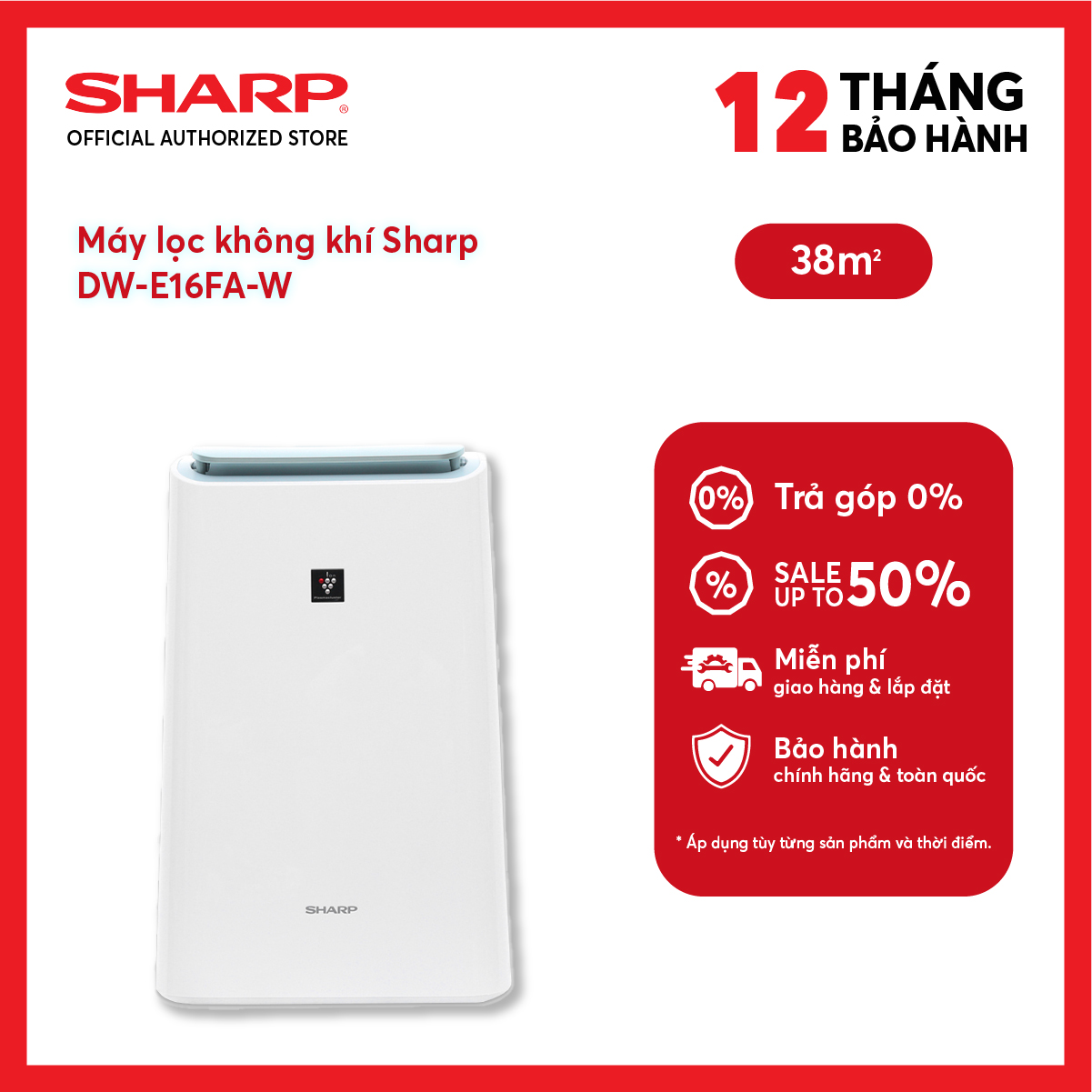 Máy lọc không khí hút ẩm Sharp DW-E16FA-W