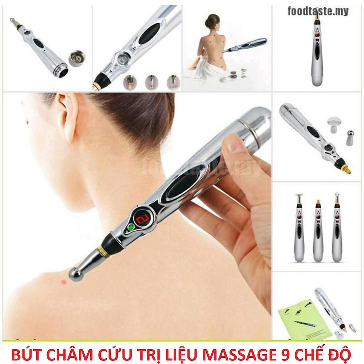 ( MẪU MỚI ) Bút dò huyệt xung điện châm cứu 3 đầu  - Trị liệu giảm đau cơ xương khớp, massage, mát xa, làm đẹp ,giãn gân, cứng cơ.