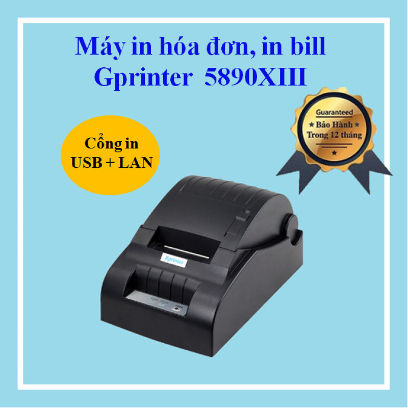 Máy in hóa đơn Gprinter GP-5890XIII dùng giấy K58 in từ điện thoại (LAN), máy tính (USB)