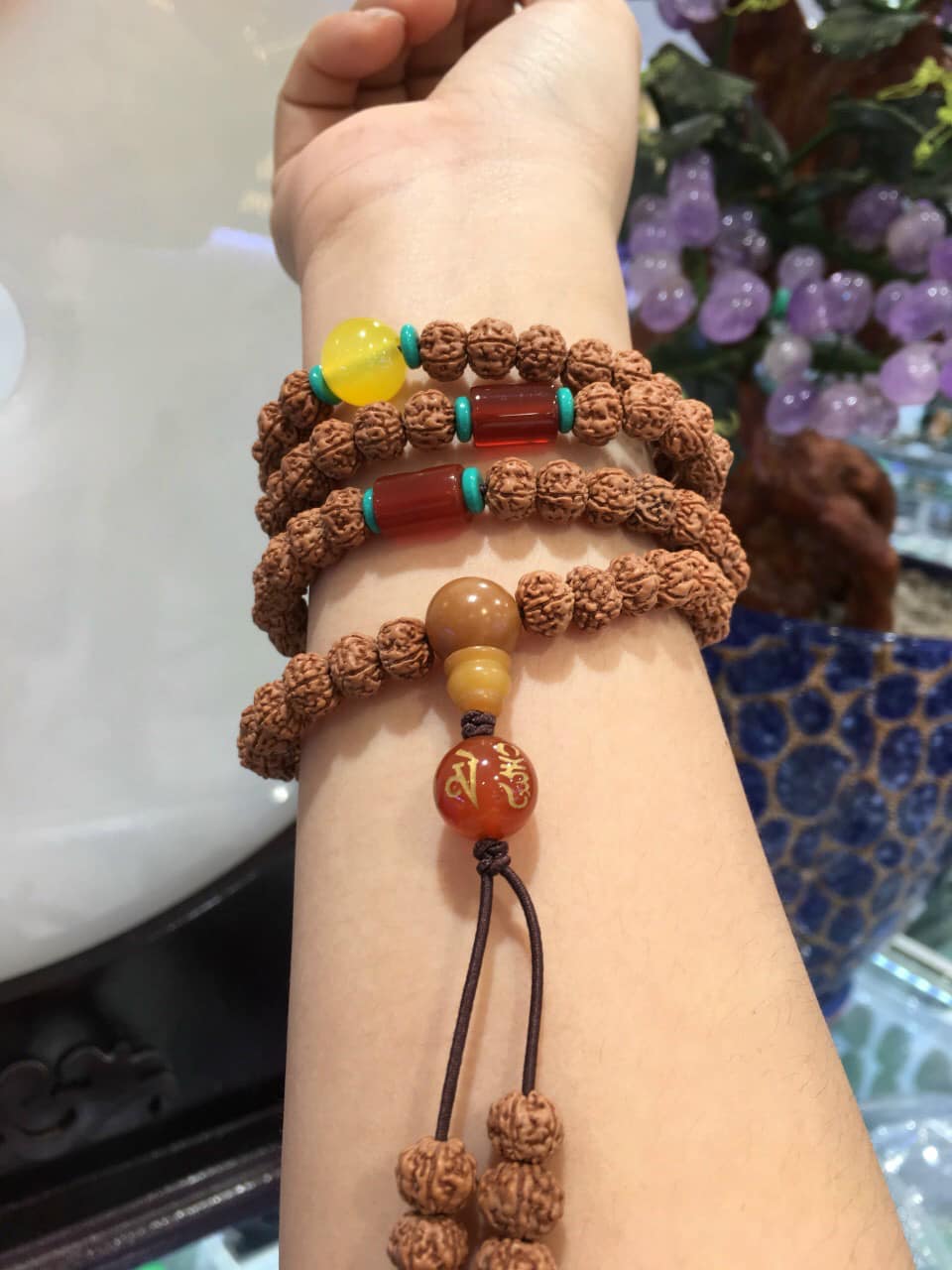 Chuỗi 108 hạt kim cang mix