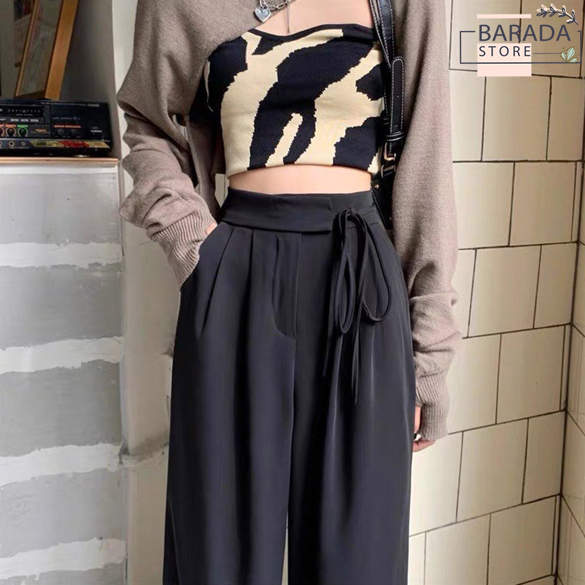 Quần tây ống rộng ulzzang thắt dây 1 bên chất ruby cao cấp