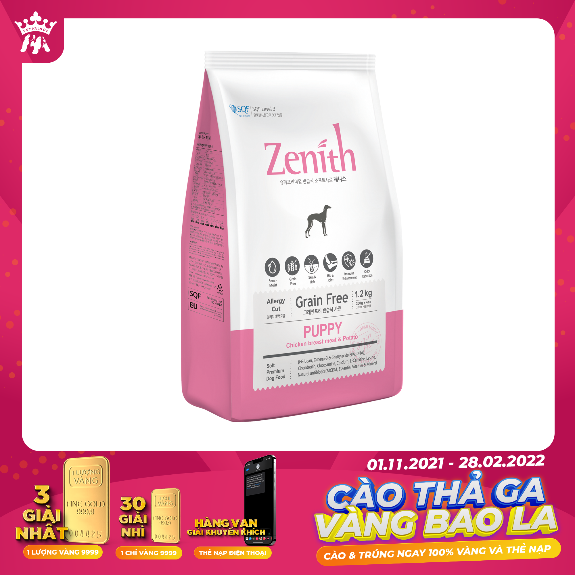 [HCM]ZENITH THỨC ĂN HẠT MỀM CHO CHÓ - Chó con Puppy 3kg
