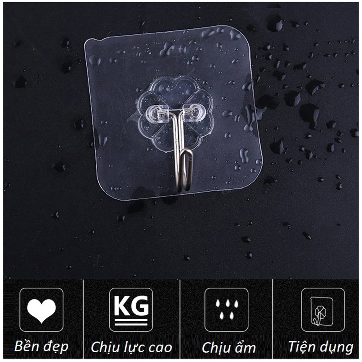 [Set 10 cái] Móc dán trong suốt chịu lực