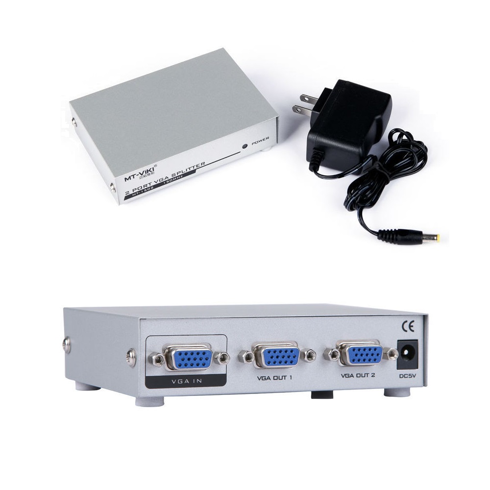 Bộ chia màn hinh VGA splitter 1 ra 2 (Trắng xám)