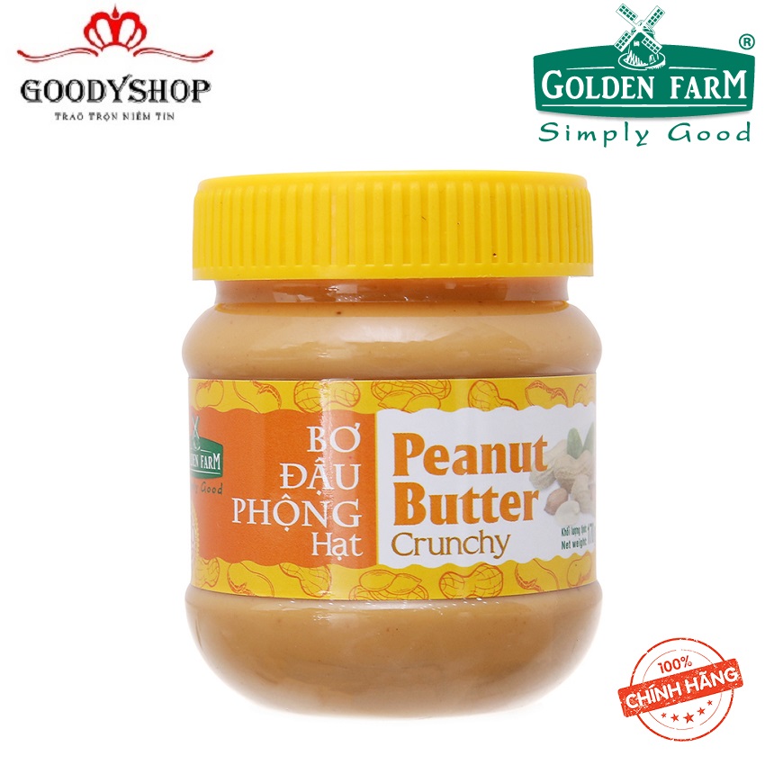Bơ Đậu Phộng Mịn & Hạt Golden Farm 170g GOODYSHOP