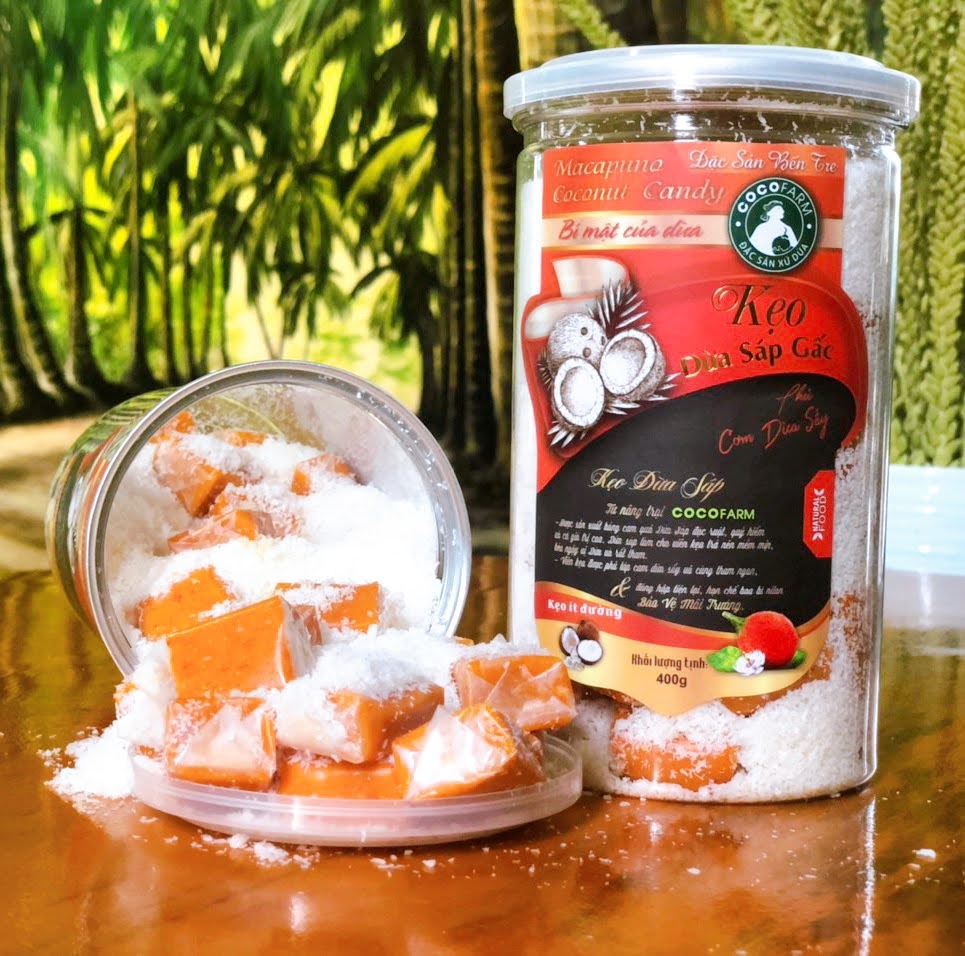 Kẹo Dừa Sáp Lắc Phủ Cơm Dừa Sấy 5 vị 400g Cocofarm