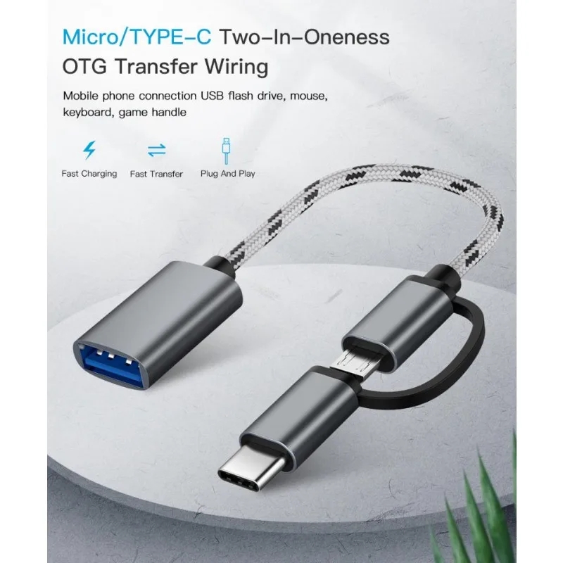 USB 3.0 OTG adapter cable, Type-C Micro USB to USB 3.0 interface, phone charging cable, phone converter, 2-in-1