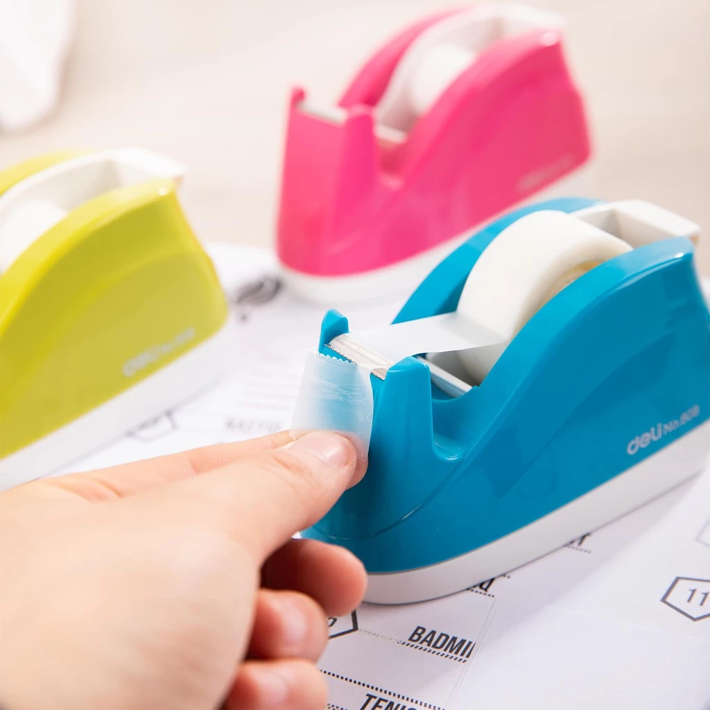 Cắt Băng Dính Cỡ Nhỏ Deli E808 - Lưỡi Dao Sắc Bén Dễ Dàng Sử Dụng - Đế Chống Trơn