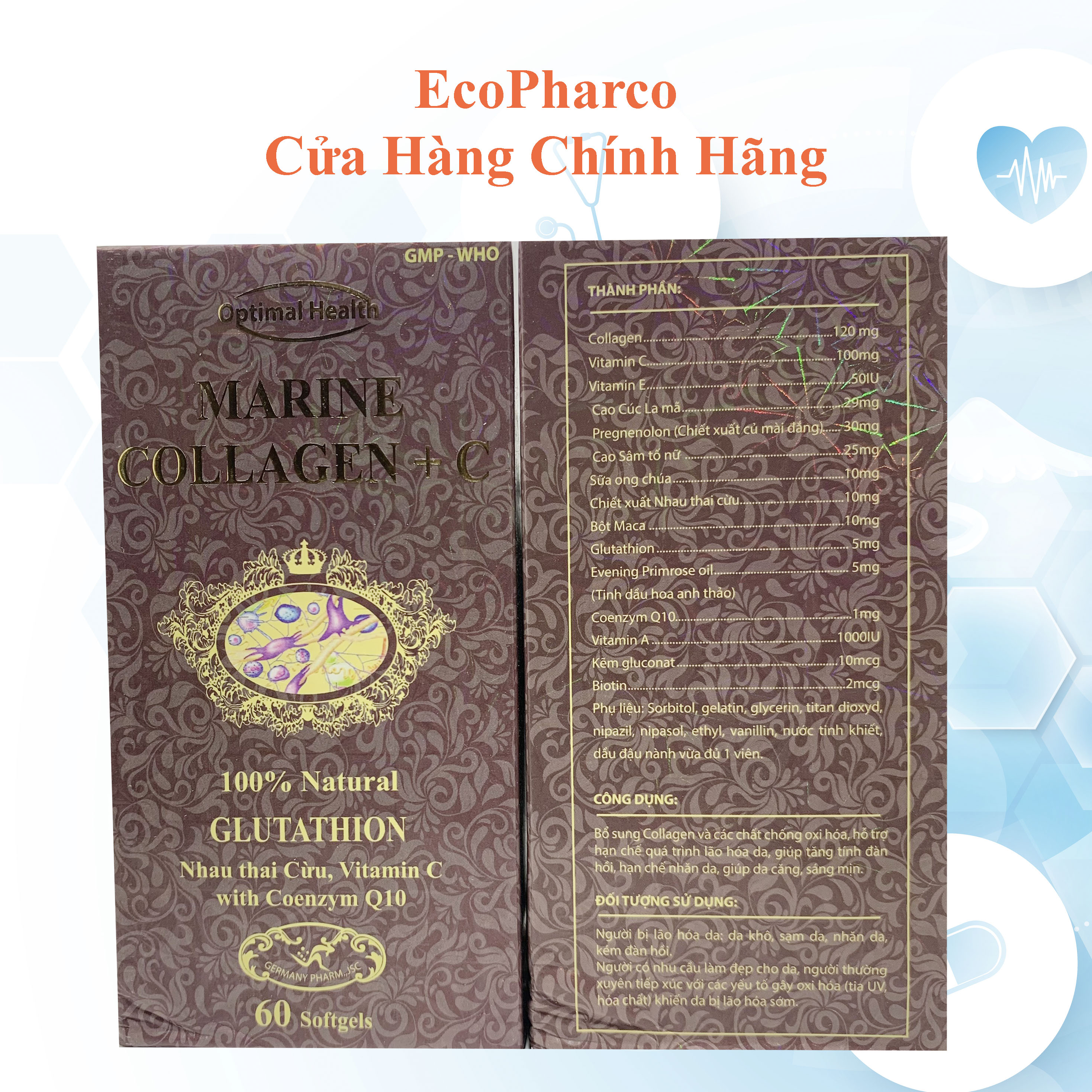ĐẸP DA SÁNG DA COLLAGEN + C Lọ 60 V