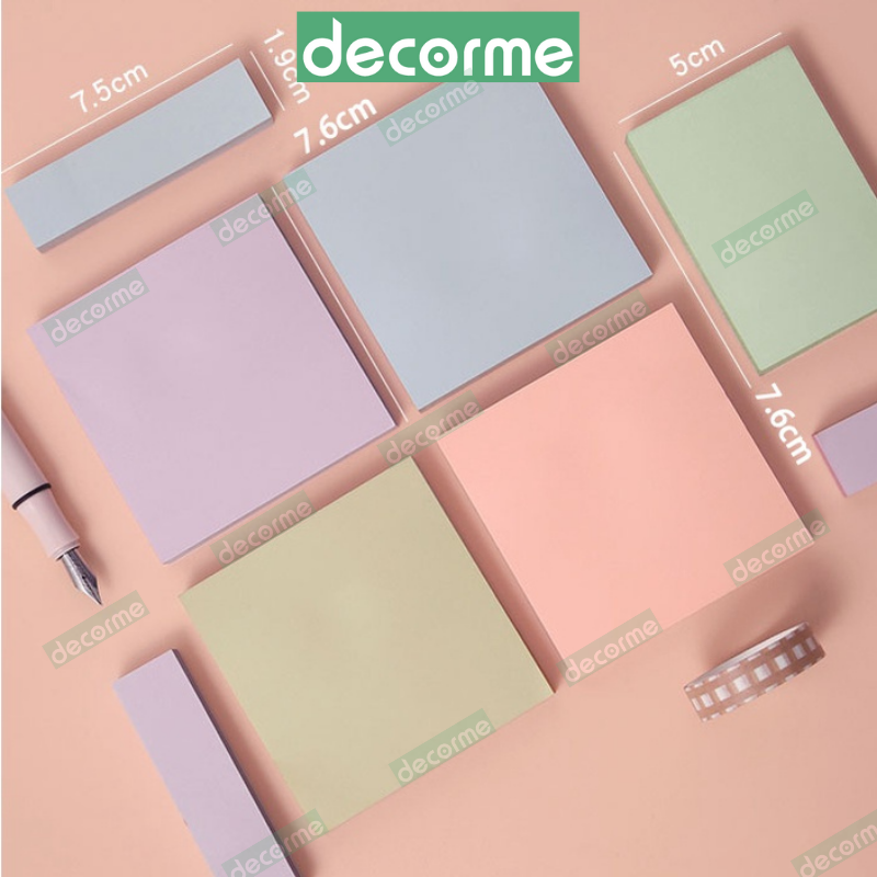 Set 100 tờ giấy ghi chú DecorMe giấy note nhiều màu sắc size 76*76mm có keo dán phụ kiện văn phòng phẩm tiện lợi SMN