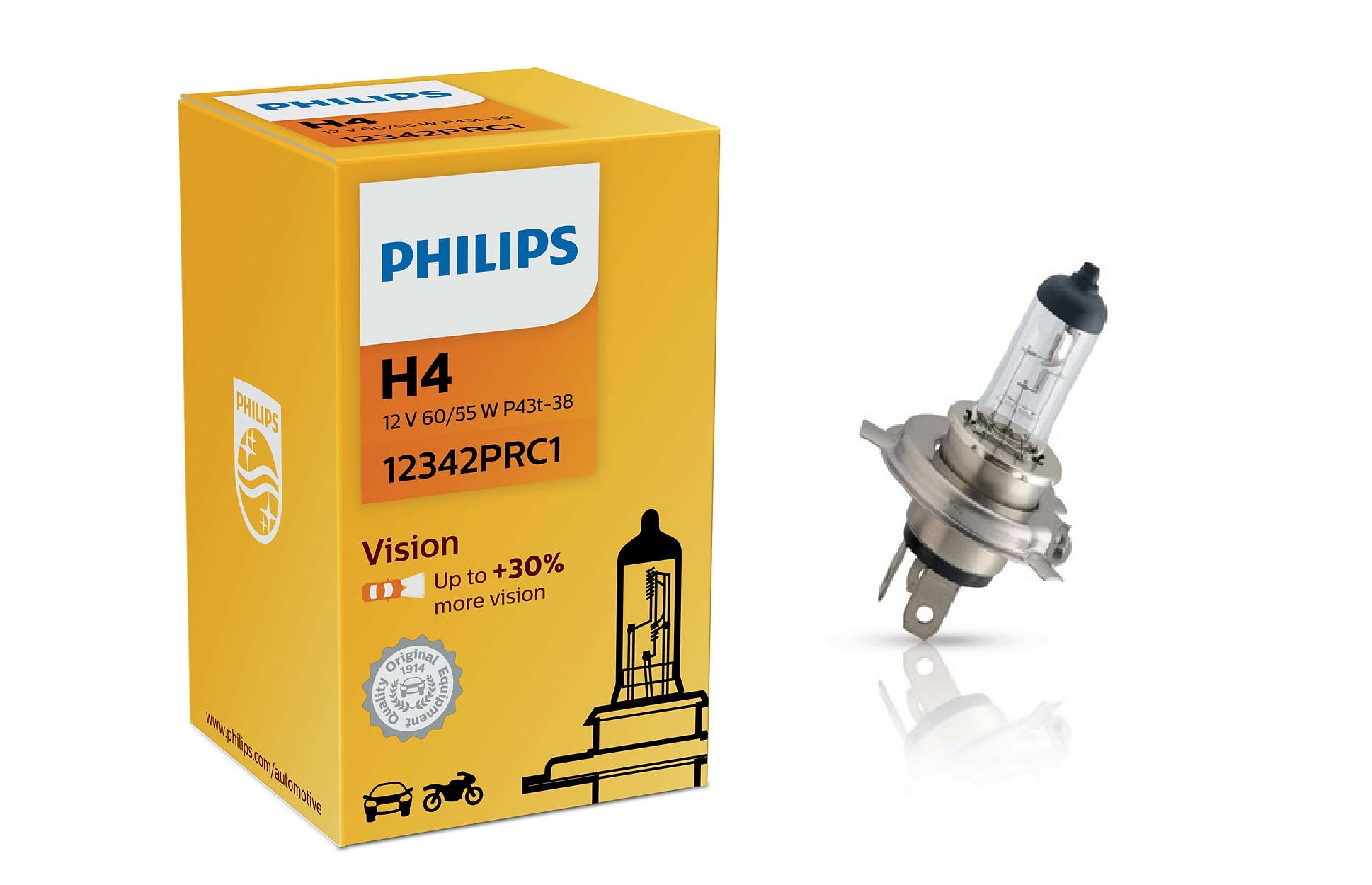 Đèn ô tô philips premium vision chân h4 12342prc1 12v/55w