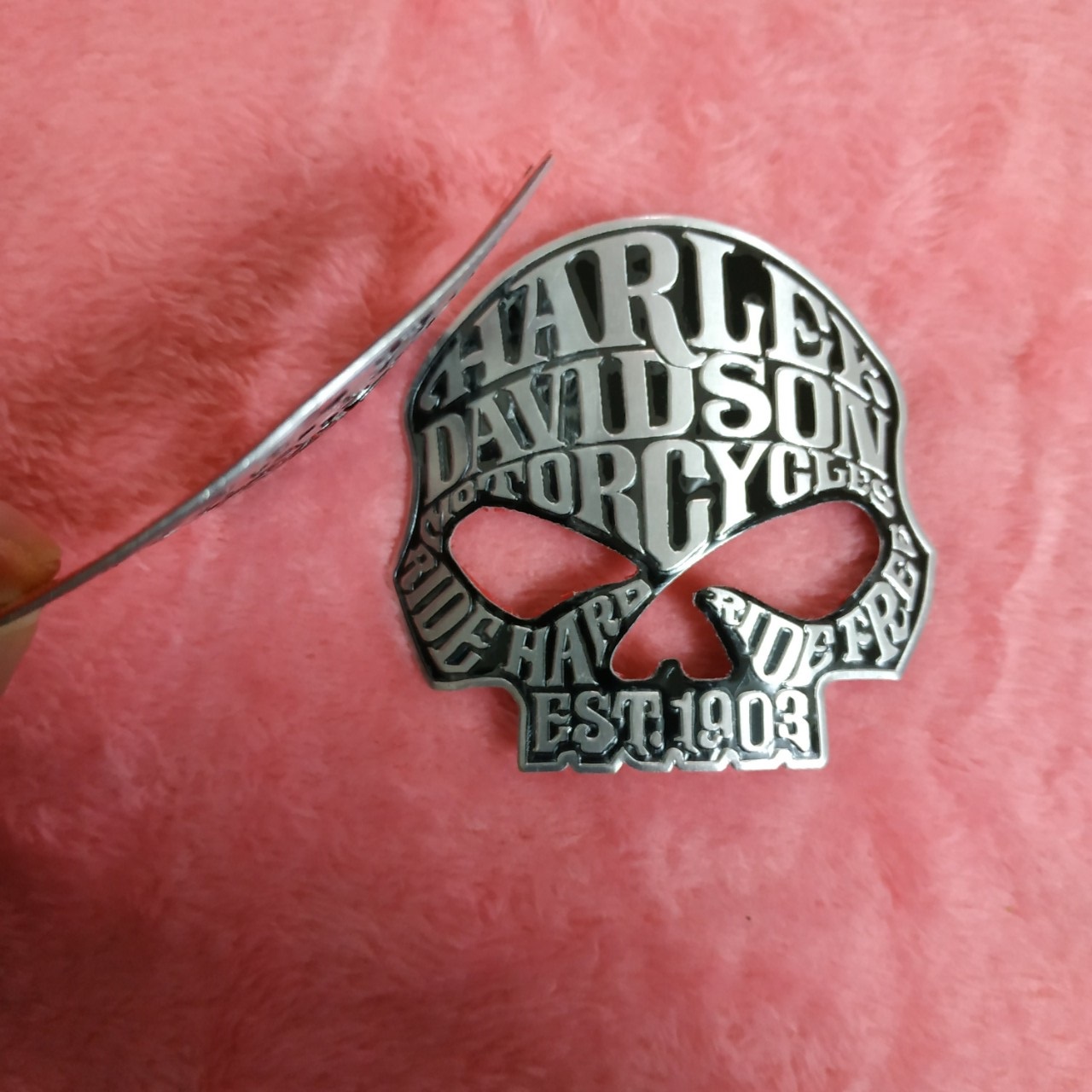 Logo Nhôm Dán Xe Harley Davidson đầu lâu 7x6.5cm