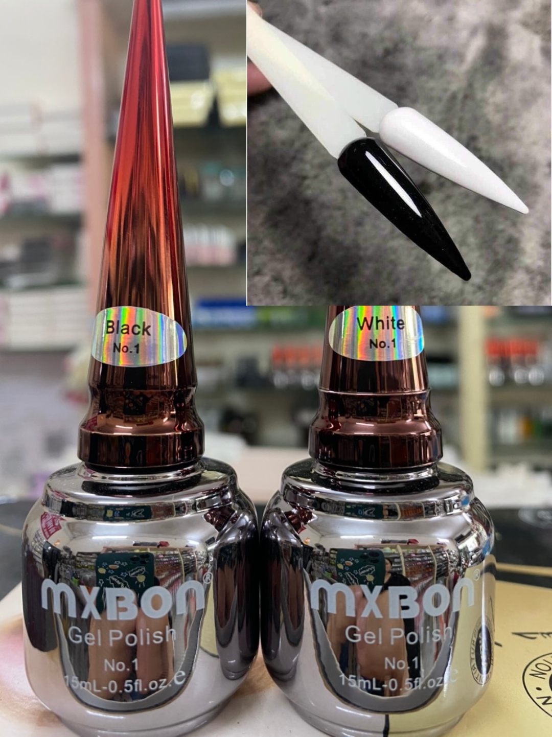 Sơn gel móng tay mxbon lđen trắng