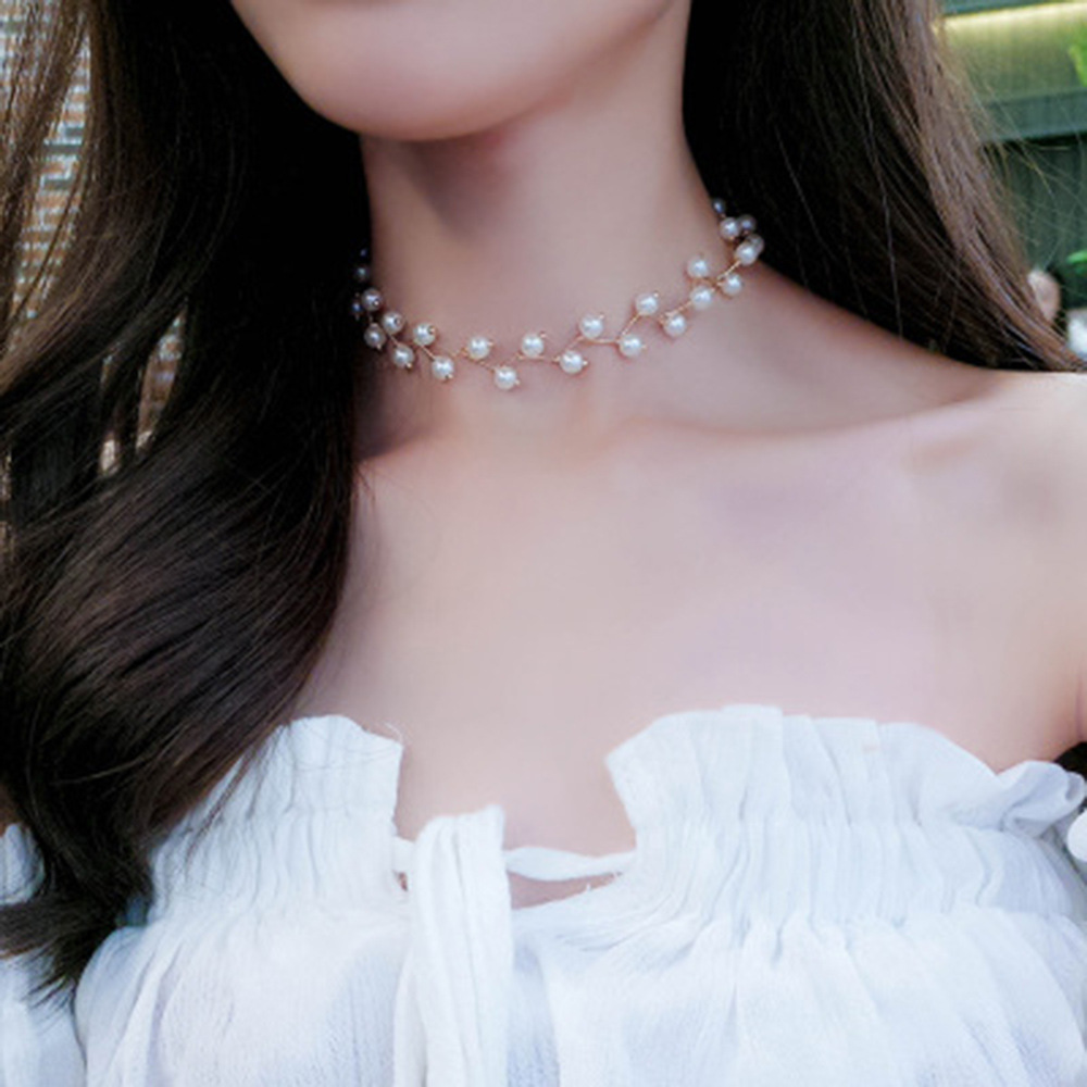韩版珍珠锁骨链女choker简约短款项链女饰品批发