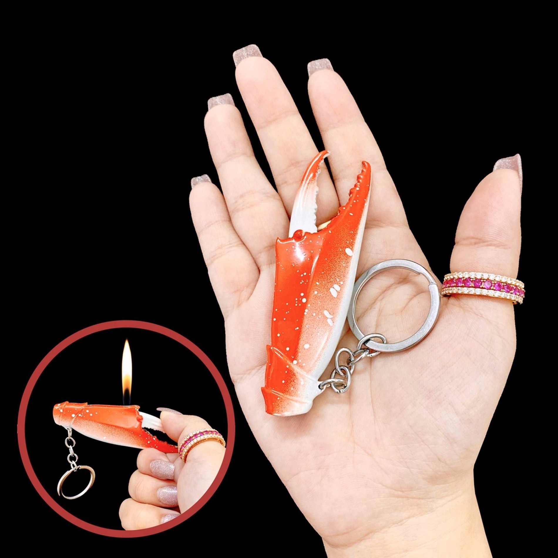Bật lửa - móc khóa hình càng ghẹ kim loại độc lạ -