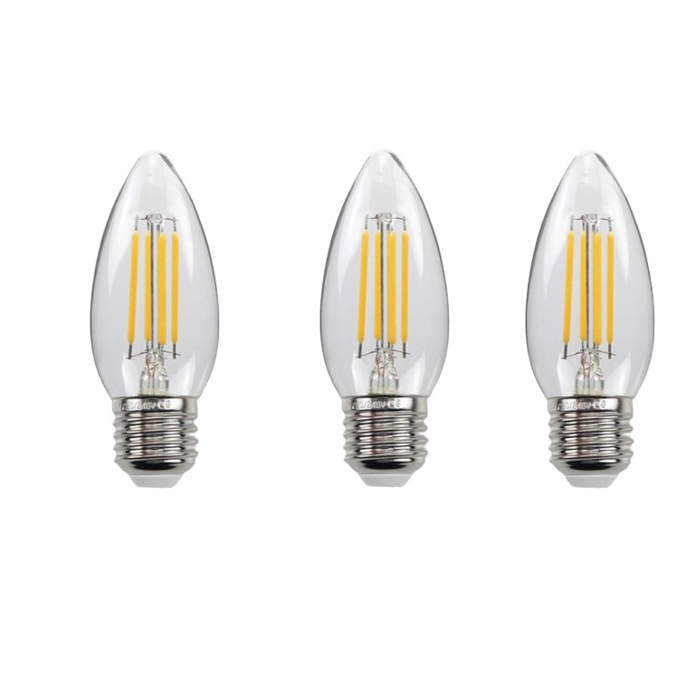 Bộ 3 bóng đèn led edison c35 4w hình quả nhót đui e27