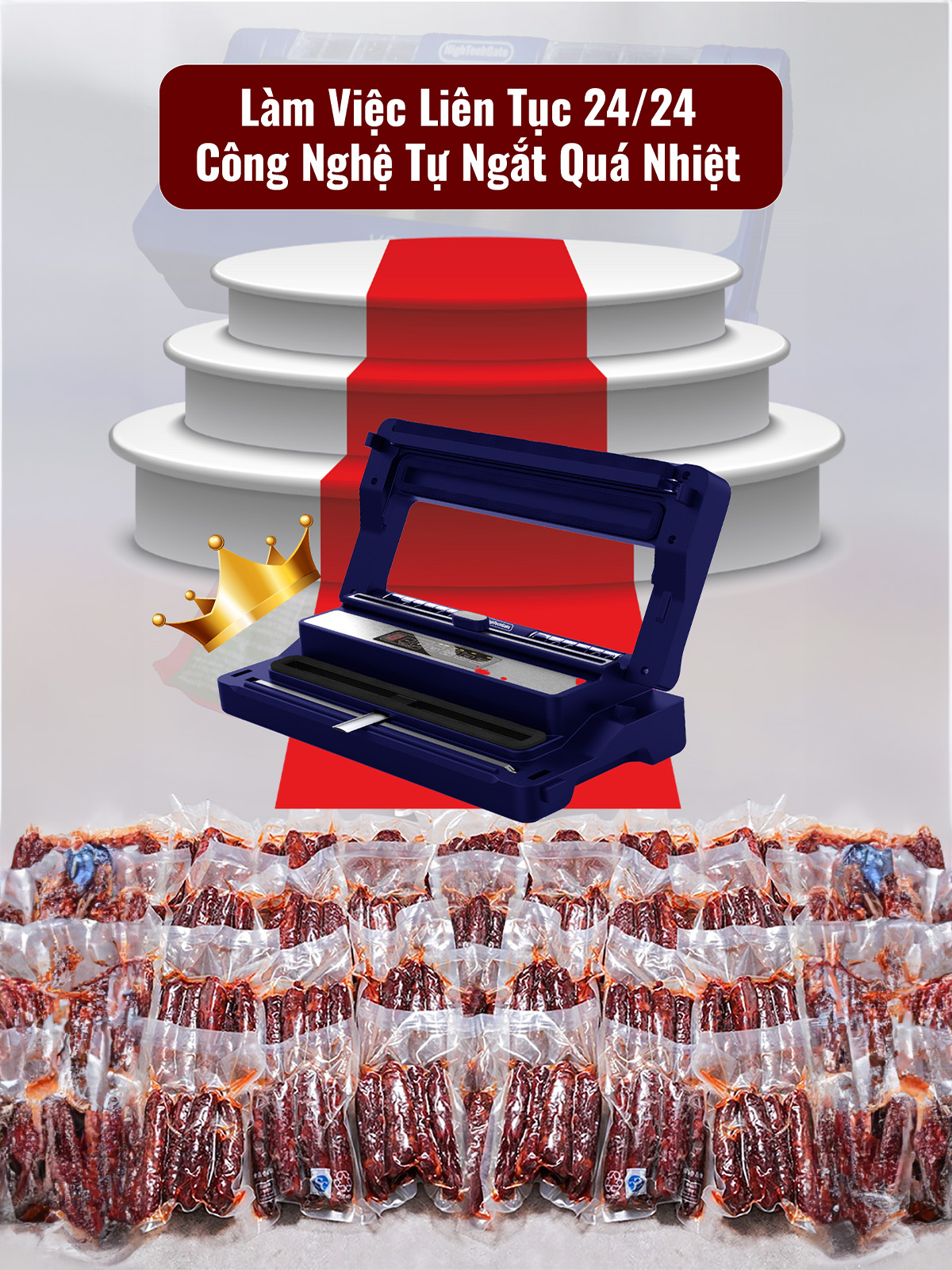 Máy hút chân không HTG-VS-86, hút mọi loại túi, công nghệ mới với chế độ hàn thông minh, hút 2 động cơ mạnh mẽ, hút và thổi phồng, hàng chính hãng