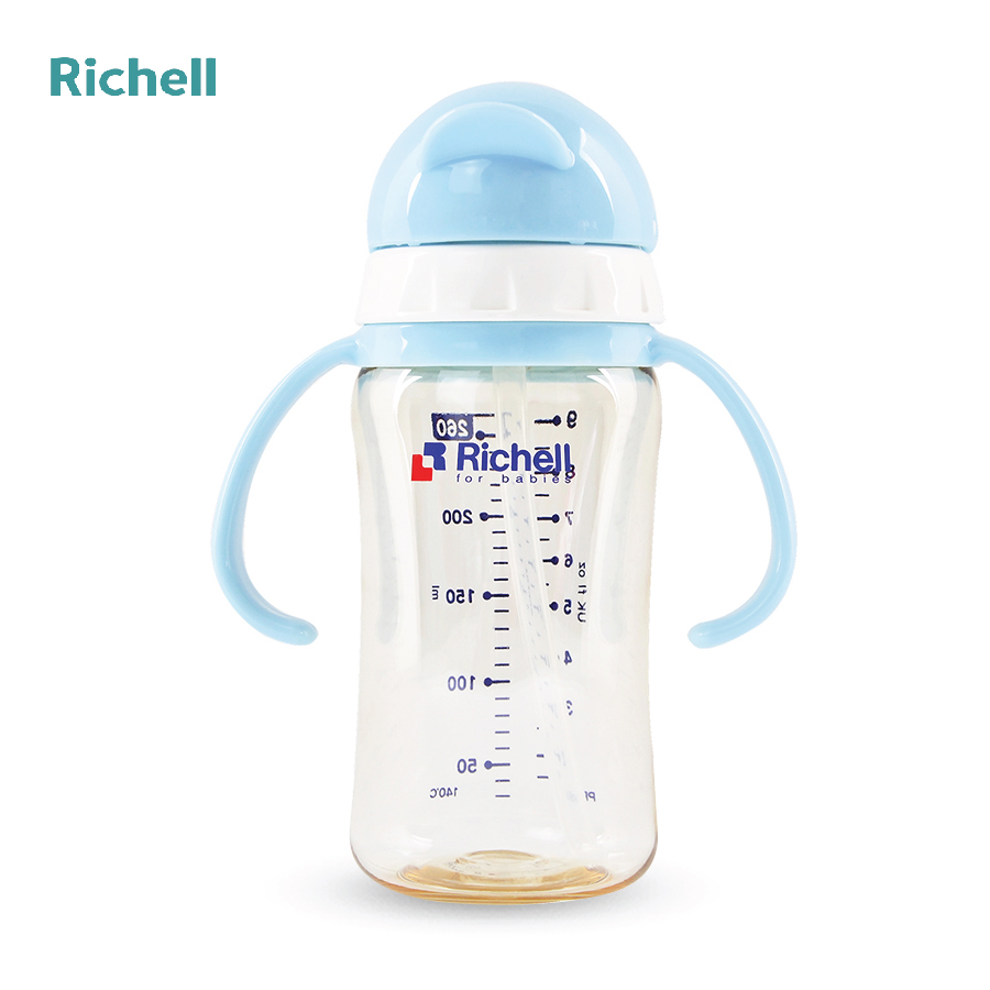 BÌNH ỐNG HÚT PPSU RICHELL (260ML-XANH LƠ)
